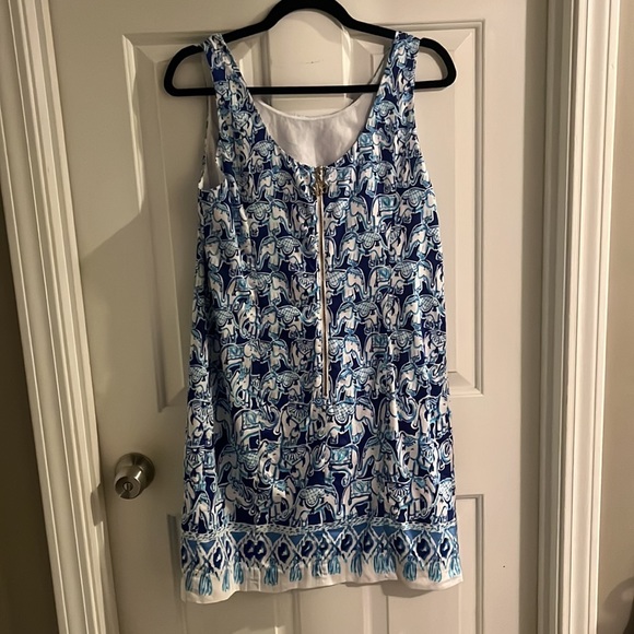 Lilly Pulitzer Cathy Shift Dress “Get Trunky” in Bomber Blue Size 8 - Picture 4 of 10